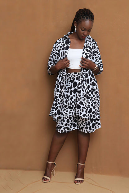 Animal print shorts two piece