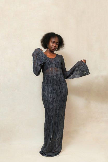 navy mesh maxi