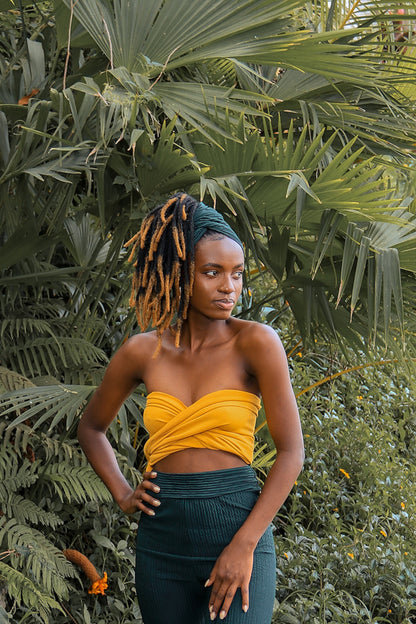 Mustard yellow wrap top /headwrap