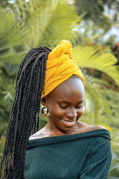 Mustard yellow wrap top /headwrap